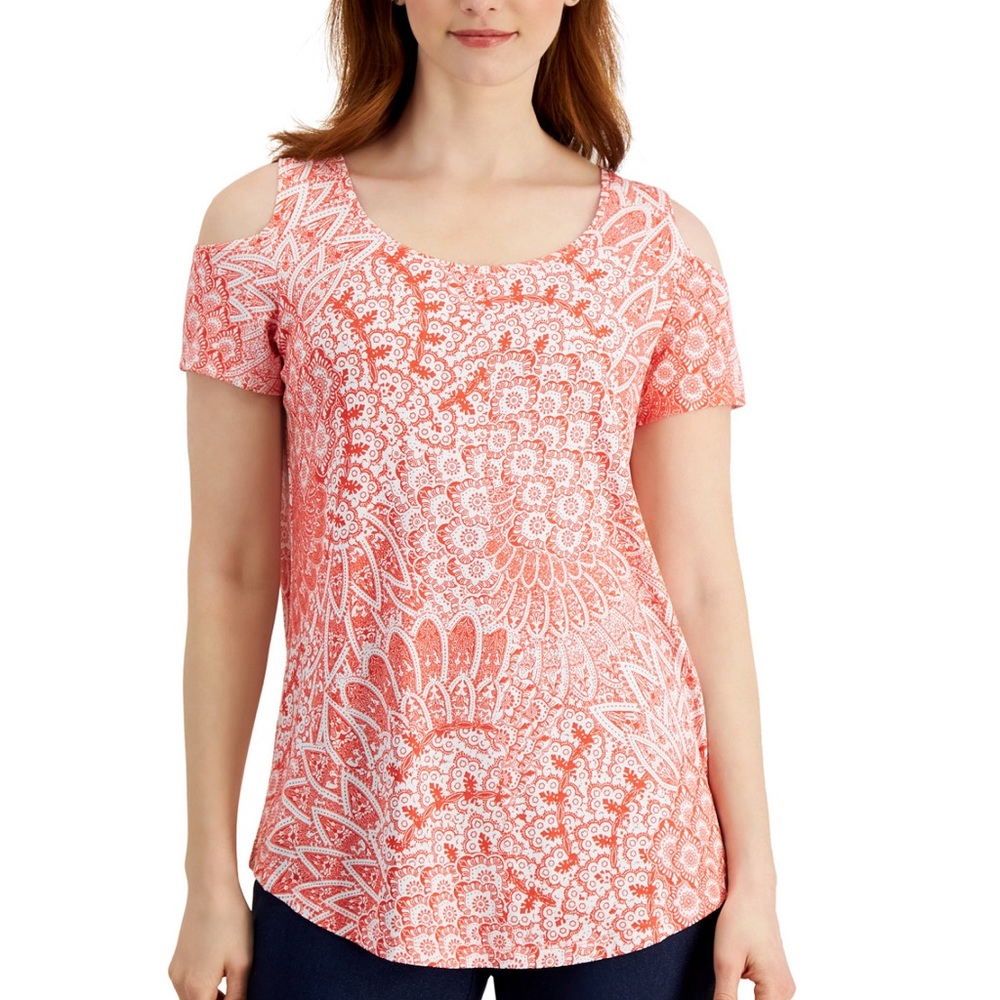 JM Collection cold shoulder top